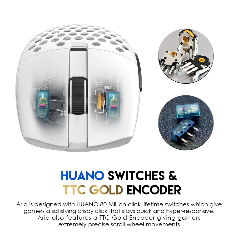 FANTECH ARIA XD7 게이밍 마우스, PIXART 3395 유선 및 무선 마우스, Huano 8 천만 스위치 TTC 골드 인코더, 게이머용 마우스, 59g