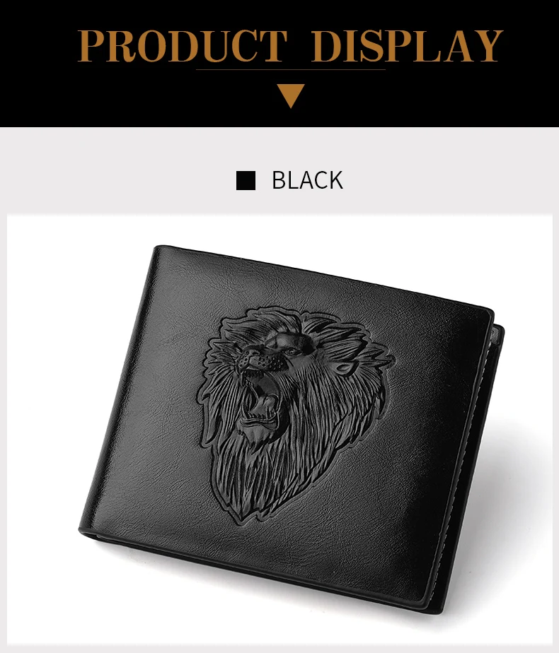 Wallet Men's Personalized Three-Fold 3D Embossed Wallet Multi-Card Credit Card Holder Zipper Coin Short Wallet Men