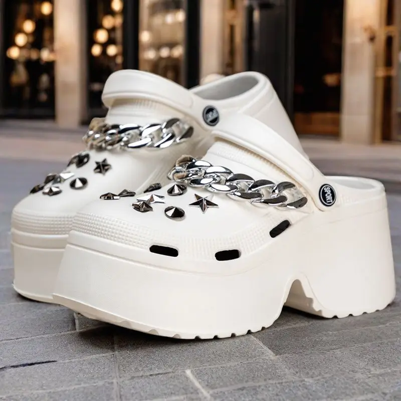 المرأة Diy خيمة خيمة النعال المرأة حذاء للحديقة صنادل شاطئ المضادة للانزلاق الصيف سلسلة عالية الجودة منصة الشريحة الموضة