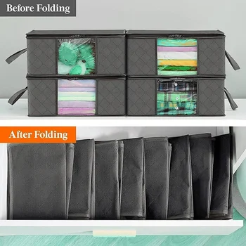 Sac de rangement pour vêtements de grande capacité, couverture pliable, sacs de rangement, conteneurs de rangement pour organiser les vêtements de placard de chambre à coucher, 1/3 pièces 1