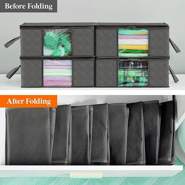 Sac de rangement pour vêtements de grande capacité, couverture pliable, sacs de rangement, conteneurs de rangement pour organiser les vêtements de placard de chambre à coucher, 1/3 pièces 1