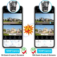 Caméra de sécurité WiFi 15MP 8K, double bande 2.4G/5G, double écran, Zoom 10X, caméra de surveillance CCTV, Vision nocturne, détection humaine, 2 pièces 2