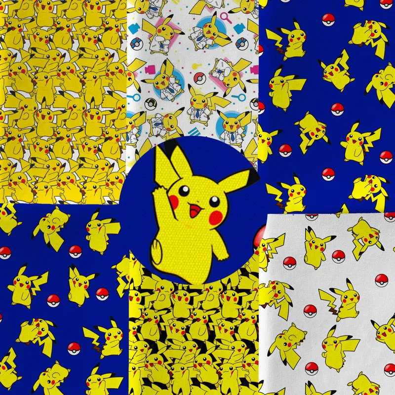

45*145 см, мультяшный Покемон, полиэстер, хлопковая ткань с принтом, ручная работа, лоскутное шитье, стеганое детское платье, сумка, домашнее постельное белье, ткань