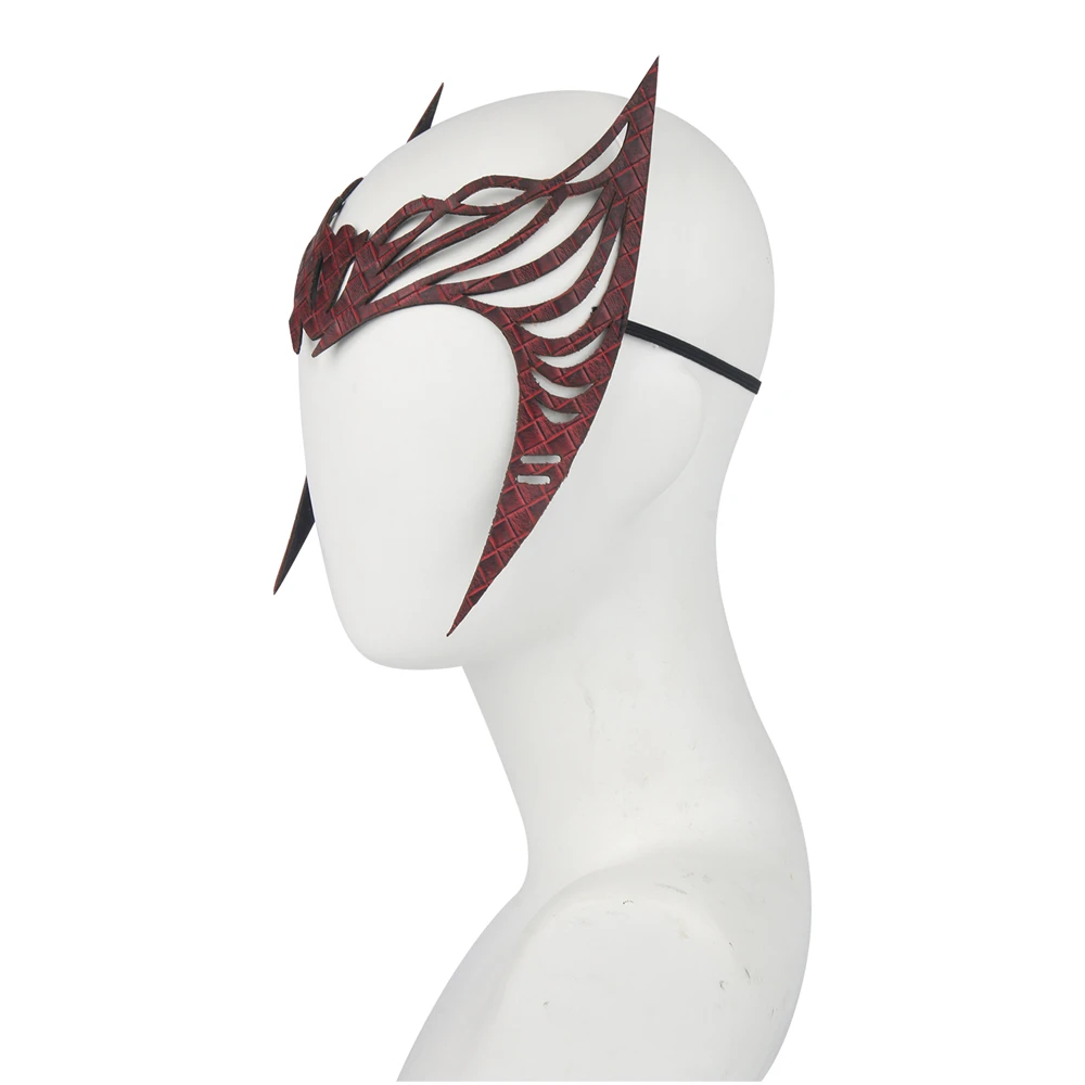 Movie Wanda Vision Scarlet Cosplay Witch Headwear Soft PU Leather Made Scarlet Topknot Cosplay Props