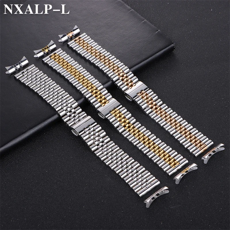 Premium Curved End Stainless Steel Watch Band with Butterfly Buckle