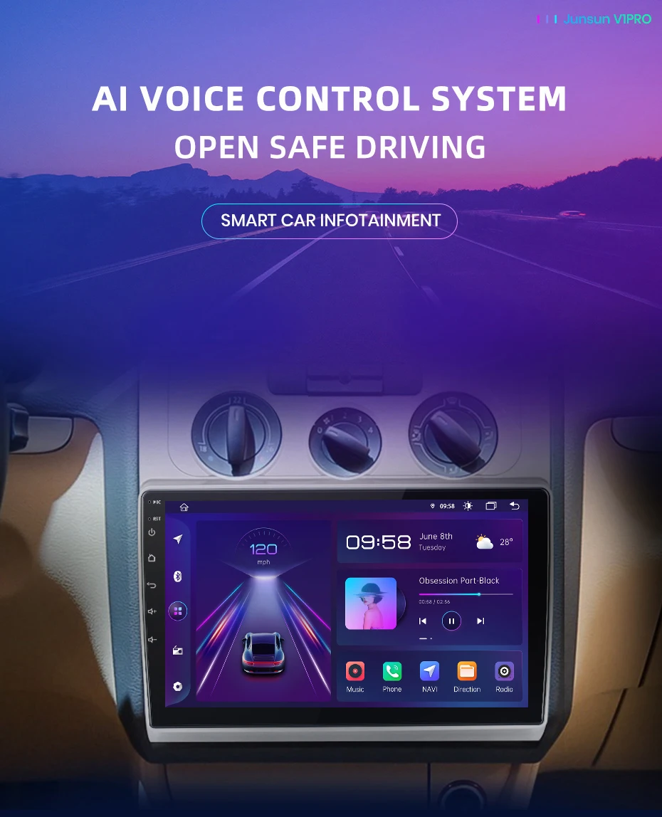 Für Volkswagen Touran 1 2003 - 2010 Drahtlose CarPlay Android Auto Auto Radio GPS RDS WiFi BT 4G Multimedia stereo – Detail 2