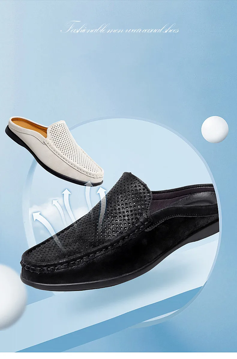 Half Loafers Breathable Moccasins Men's Slip on Casual Shoes Flat