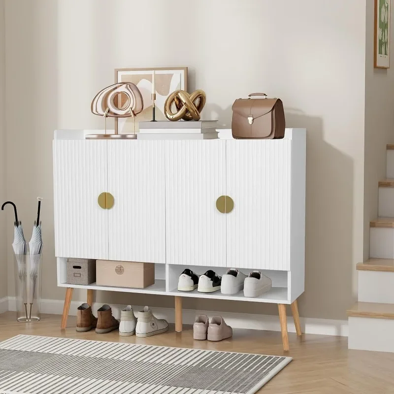 

Shoe Cabinet with 4 Doors Large Modern Shoe Storage Organizer Cabinet with Adjustable Shelves for Entryway Slim