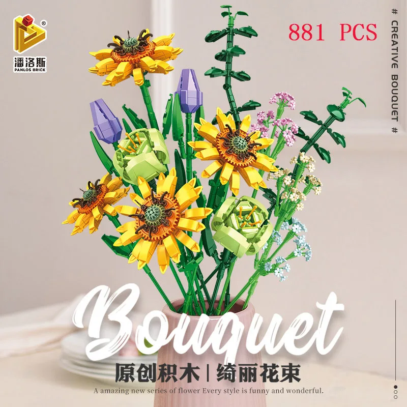 Building Blocks Bouquet Technical Ideas Flowers 1237PCS Moc Romantic Rose Flower Bricks Home Decoration DIY Toys for Girl Gift tegu magnetic blocks Blocks