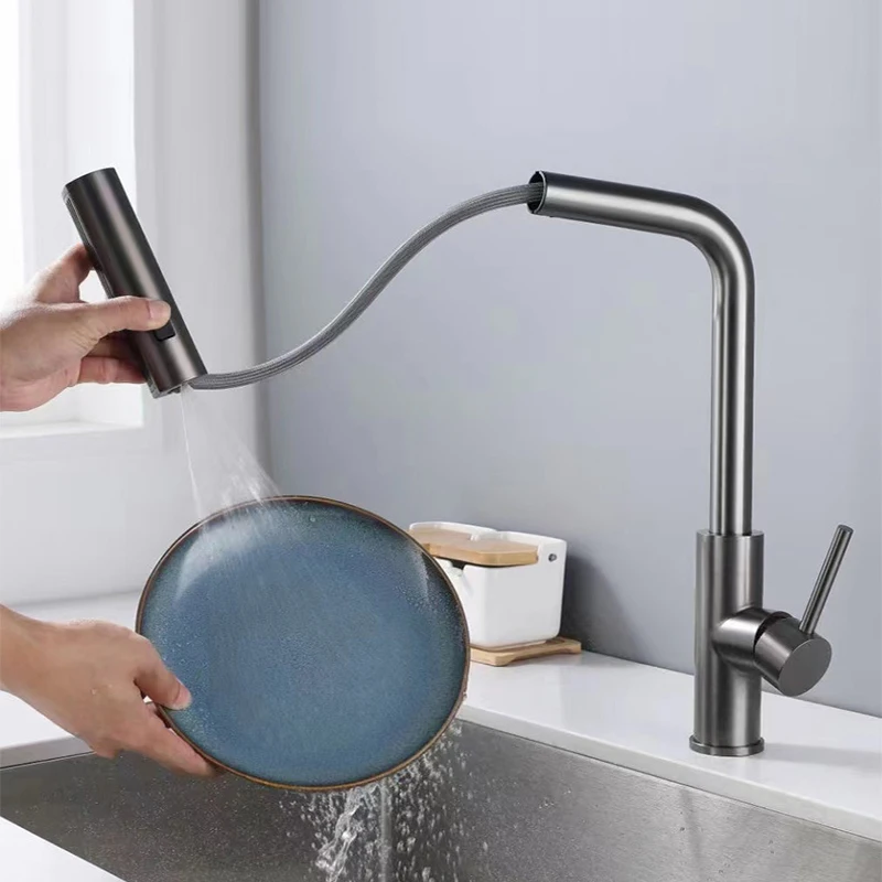 YLosYS-Tête d'évier de cuisine noire F/05, accessoire de robinet d'eau en dégradbrossé, rainuré gris, rotation cascade, pulvérisateur de menton, centre commercial