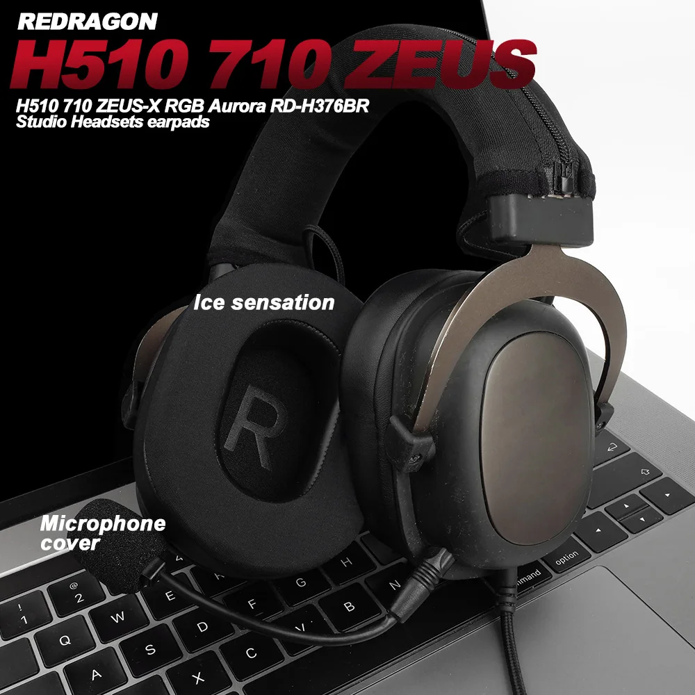 Earphone pads For REDRAGON H510 710 ZEUS-X RGB replacement Earpads headphones Earmuffs Soft cloth Memory Covers Sponge Protein