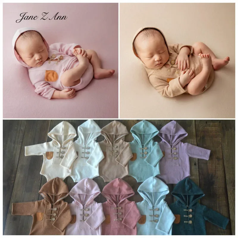 Newborn photography clothing Knitted hooded jumpsuit Climbing suit Baby photo twins outfits