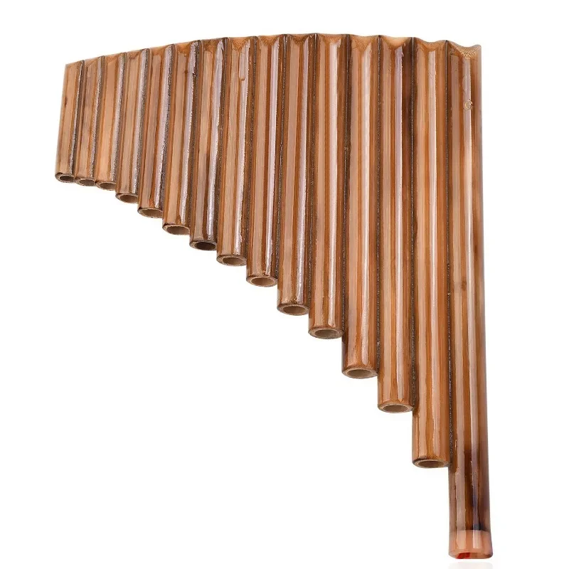 Bamboo Pan Flute 15 Pipes G Key Portable Panpipes Left Right Hand Adults Beginners Practice Traditional Wood Wind Instrument