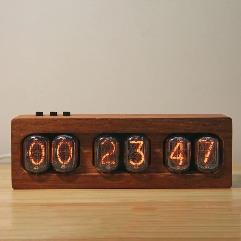 Orologi Elettronici A Tubo Nixie In12 Orologio Da Tavolo Digitale Retrò In Palissandro Rosso Tubo A Vuoto Desktop Led Cyberpunk Decorazione Della Casa