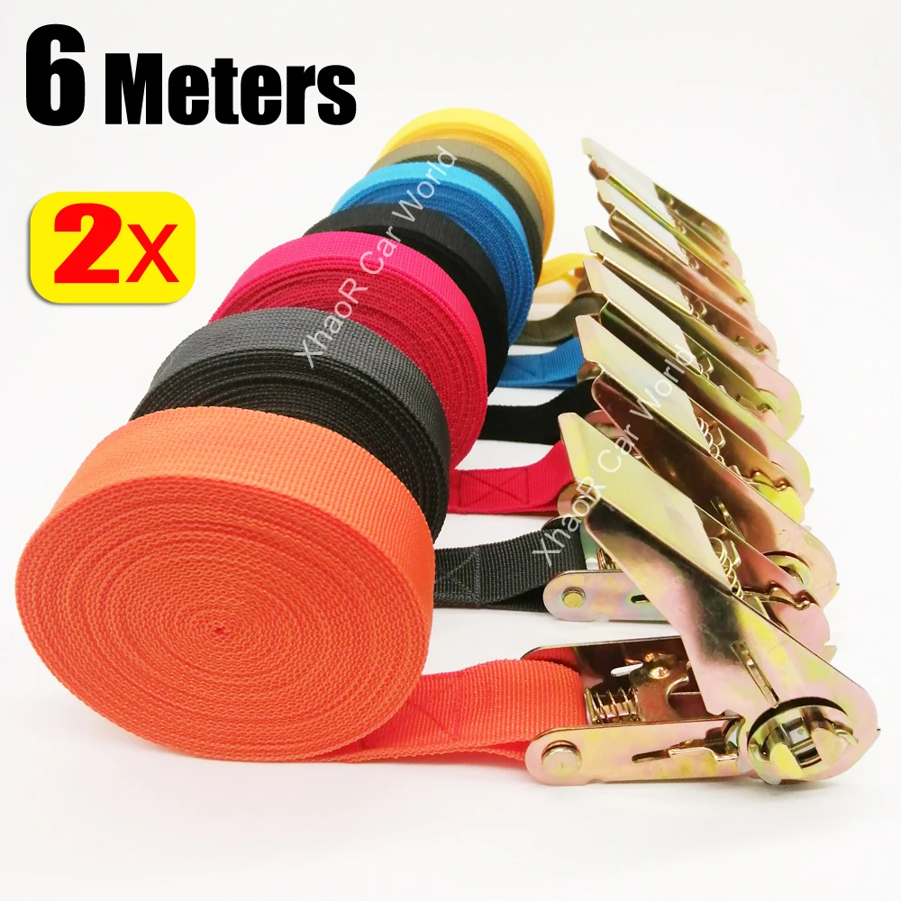 2pcs/lot 6m Tensioning Belts Adjustable Cargo Straps For Car Truck Boat