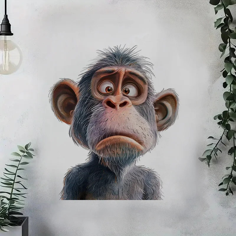 Quirky Cute Monkey Stickers Decoration for Living Room Wall Bedroom Toilet and Home Decor Car Decals Self-Adhesive 1pc