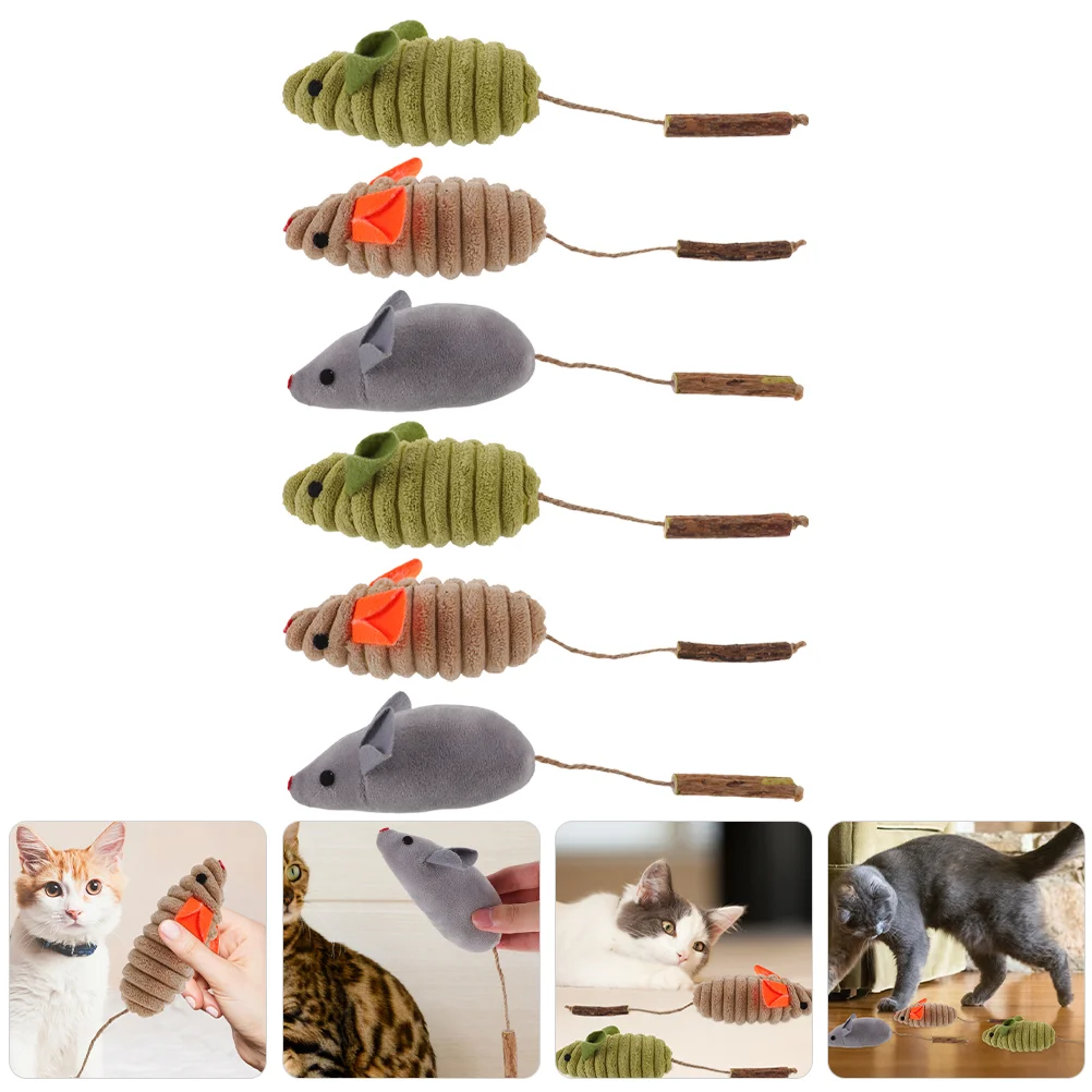 

6pcs Cute Cat Toy Cat Mouse Toy Kitten Catnip Toy Pet Interactive Toys Cat Supplies Cat Toys