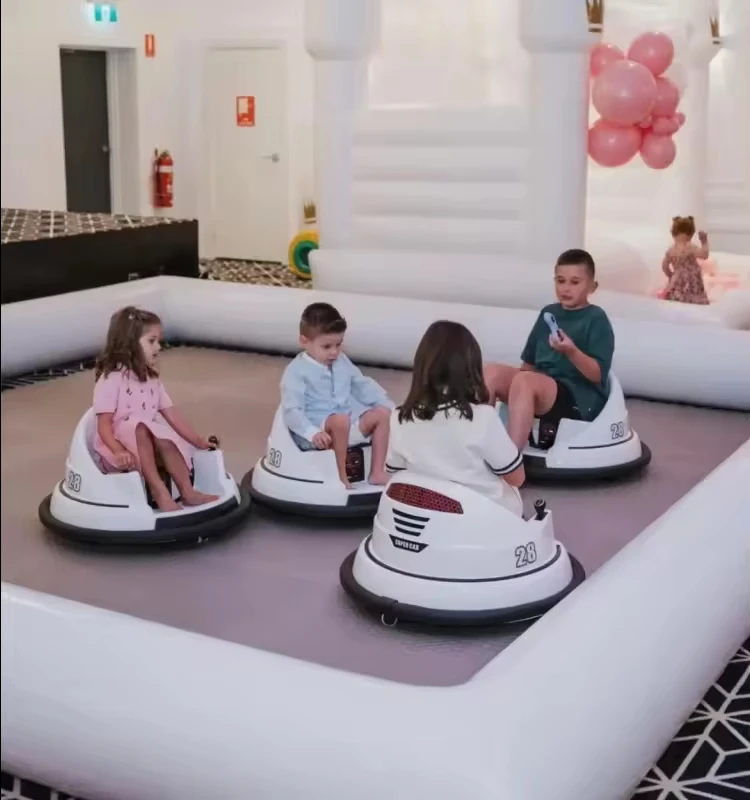Custom White PVC Amusement Park Inflatable Bumper Car Track  Inflatable Race Track Pipe For Kids Bumper Cars 3