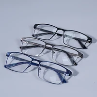Lunettes de lecture carrées en métal pour hommes, grand cadre, charnière à ressort, presbytie, blocage de la lumière bleue, Protection des yeux, + 75 + 125 + 175 + 4 5