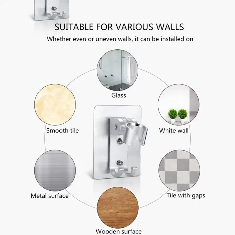 Wall Gel Mounted Shower Head Stand Bracket Holder Hand Held Bathroom Shower Head Fitting Portable Bathroom Accessories