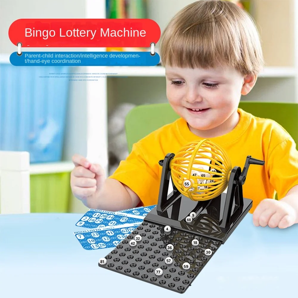 High Quality ABS Bingo Lotto Game Set Interactive Revolving Machine Bingo Cage Game Rotary Cage Balls Home Entertainment
