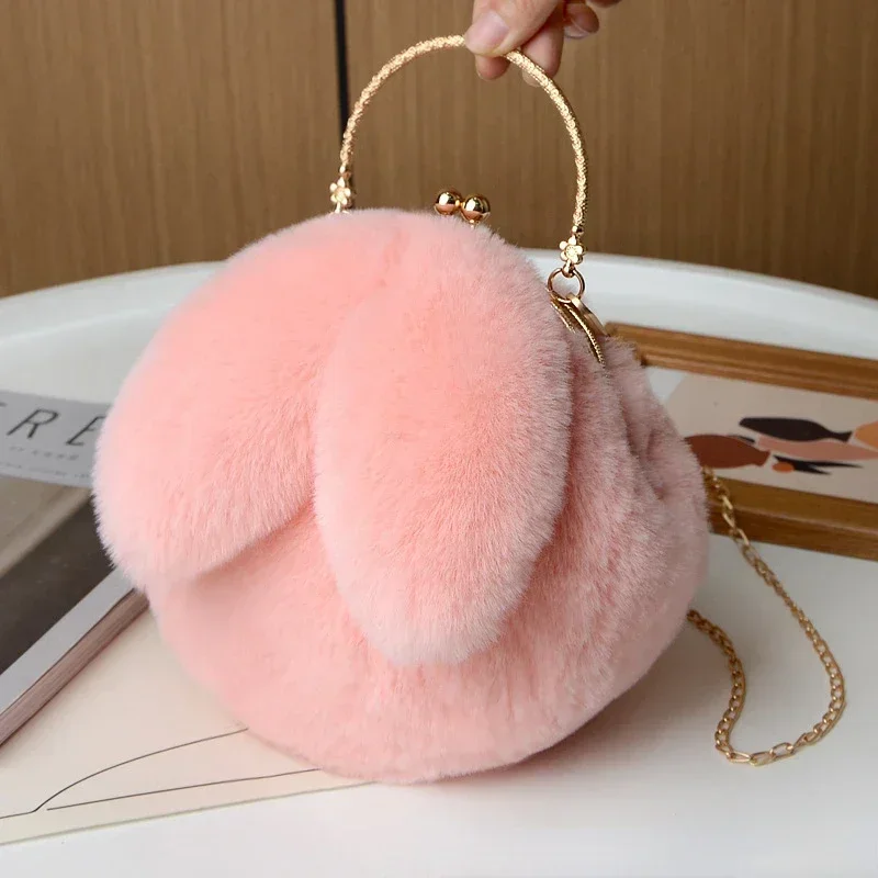 

Cute Plush Rabbit Crossbody Bags for Women Korean Version Cute Purses and Handbags Girls New Rabbit Ear Shoulder Messenger Bag