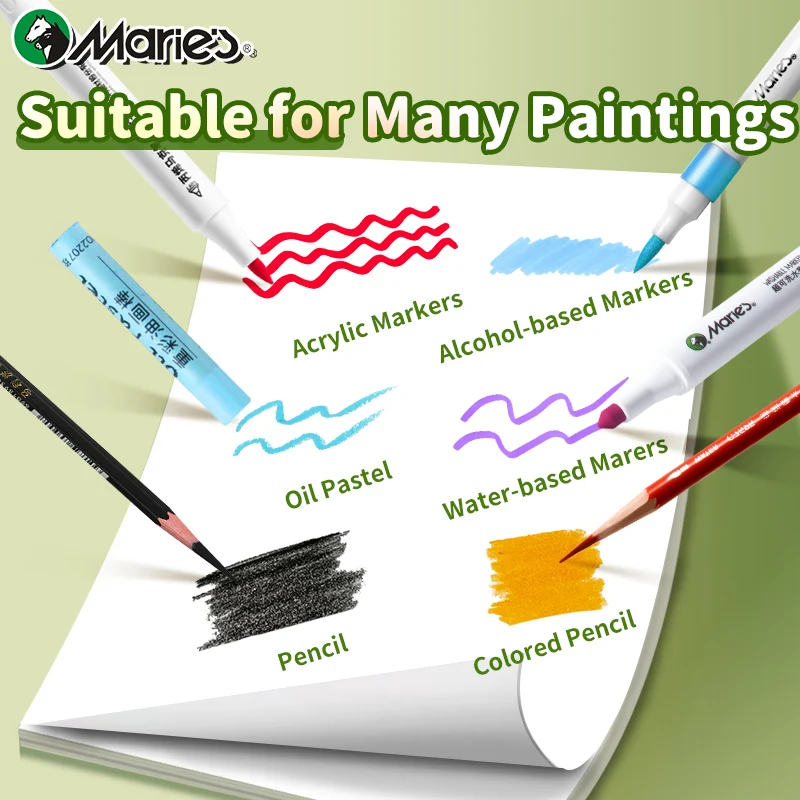 Marie's Acrylic Marker Papers, 50 Sheets 16K/A4/8K  32 lb/120 gsm,Sketchbook for Alcohol Markers and Ink Mediums for Adults 5
