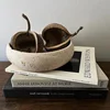 D21x6cm Wabi-Sabi Style Natural Marble Travertine Stone Decorative Tray Handmade Retro Pet Bowl for Home Decor 5