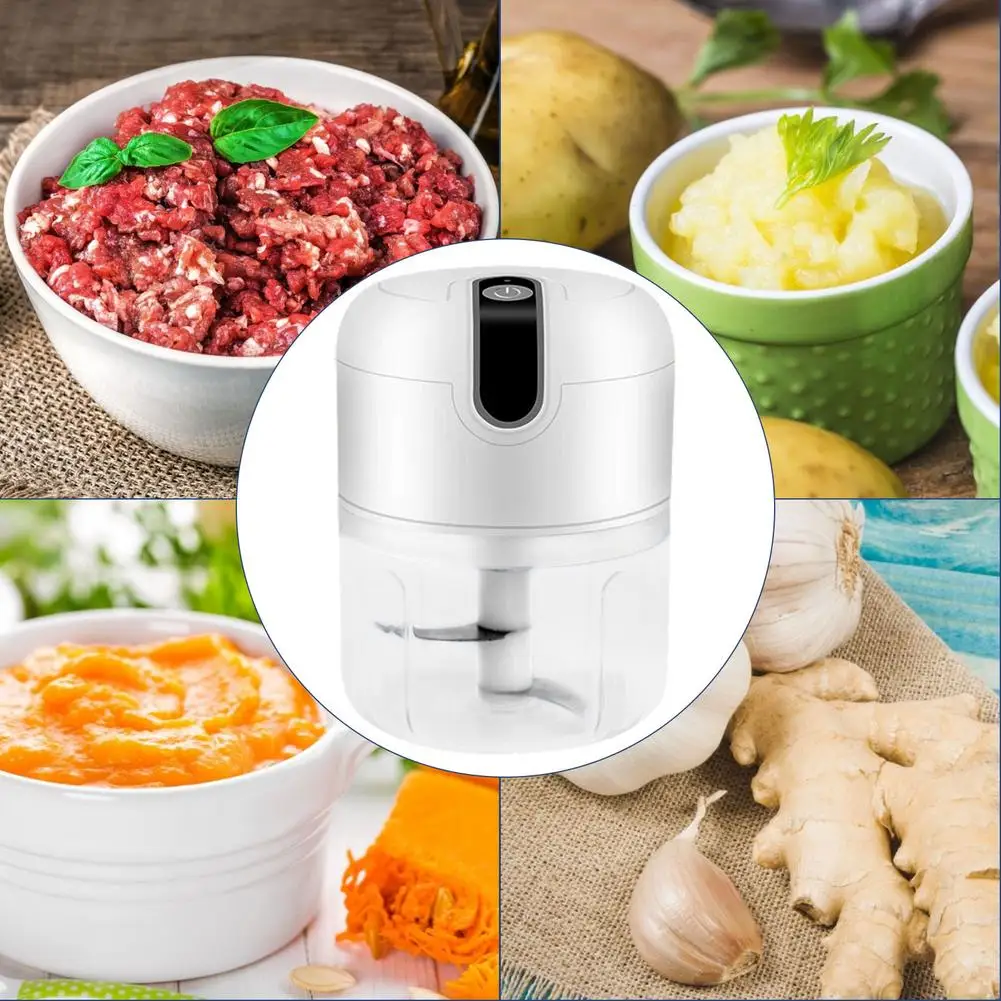 Electric Mini Food Chopper Set Handheld Wireless Garlic Slicer  Multifunctional Vegetable Cutter Portable USB Rechargeable Food Processor  for Garlic Onion Ginger 