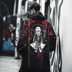 Vintage Streetwear Windbreaker: Men's Casual Hooded Long Sleeve Cardigan with Trendy Pattern Print - XXXL (01 Print)