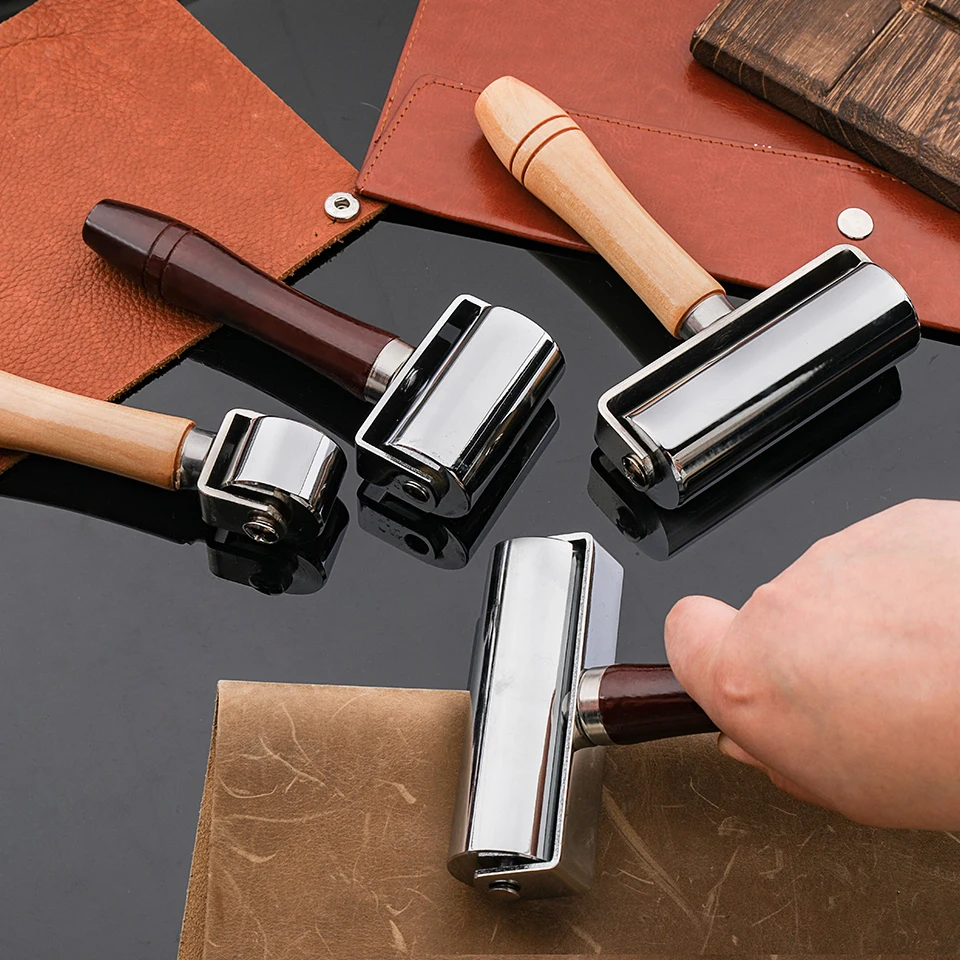 Wooden Handle Leather Press Edge Roller Leather Roller Tool Edge Creaser Craft Laminating Work Tool 26/60/100mm
