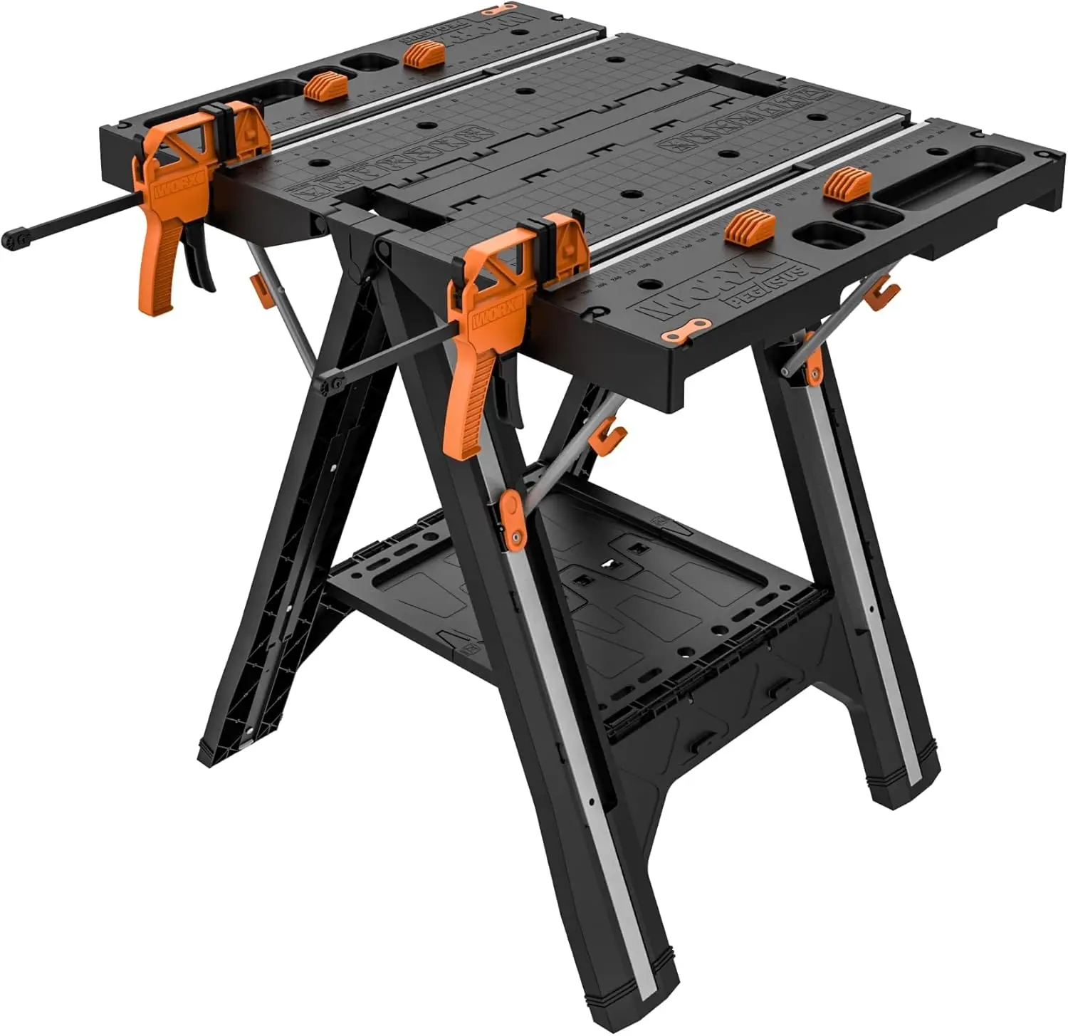 Woodworking Portable Workbench Worx Pegasus 2-in-1 Folding Work Table & Sawhorse 31" W x 25" D x 32" H Lightweight