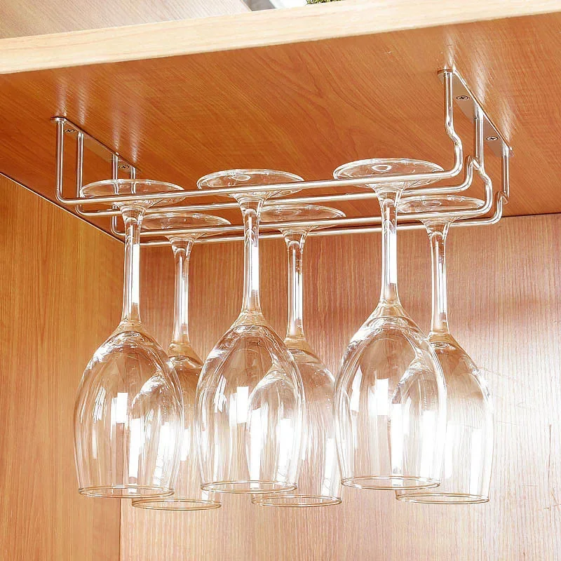 Gold Silver High quality useful Stainless Steel Wine Rack Glass Holder Hanging Bar Hanger Shelf