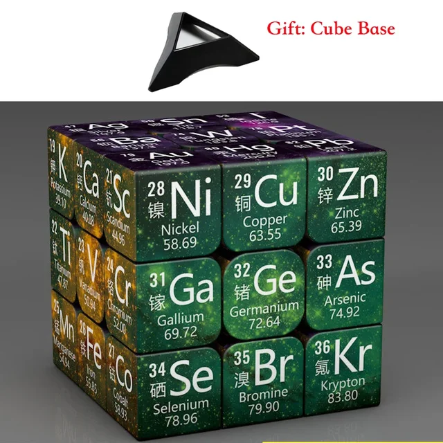 3x3x3 Magic Puzzle Cube Math Chemistry Element Physical Kids Puzzle Cube with Base Magic Cube Children's Gifts Educational Toys 2