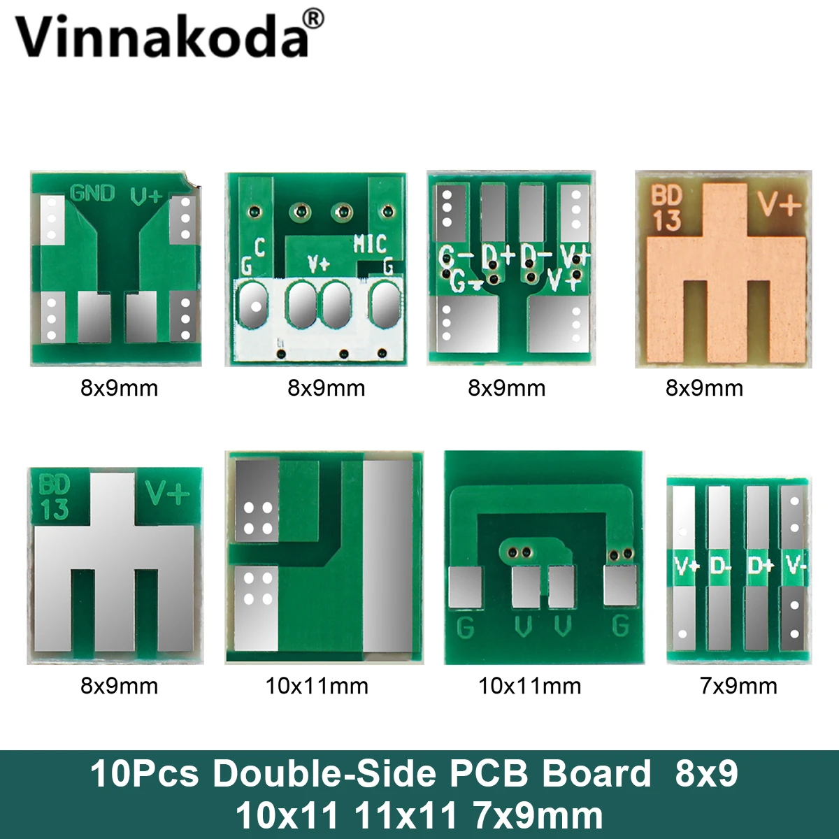 10Pcs Double-Side Adapter PCB Board DIY Converter Board Integrated Circuits Copper Plate 8x9 10x11 11x11 7x9mm