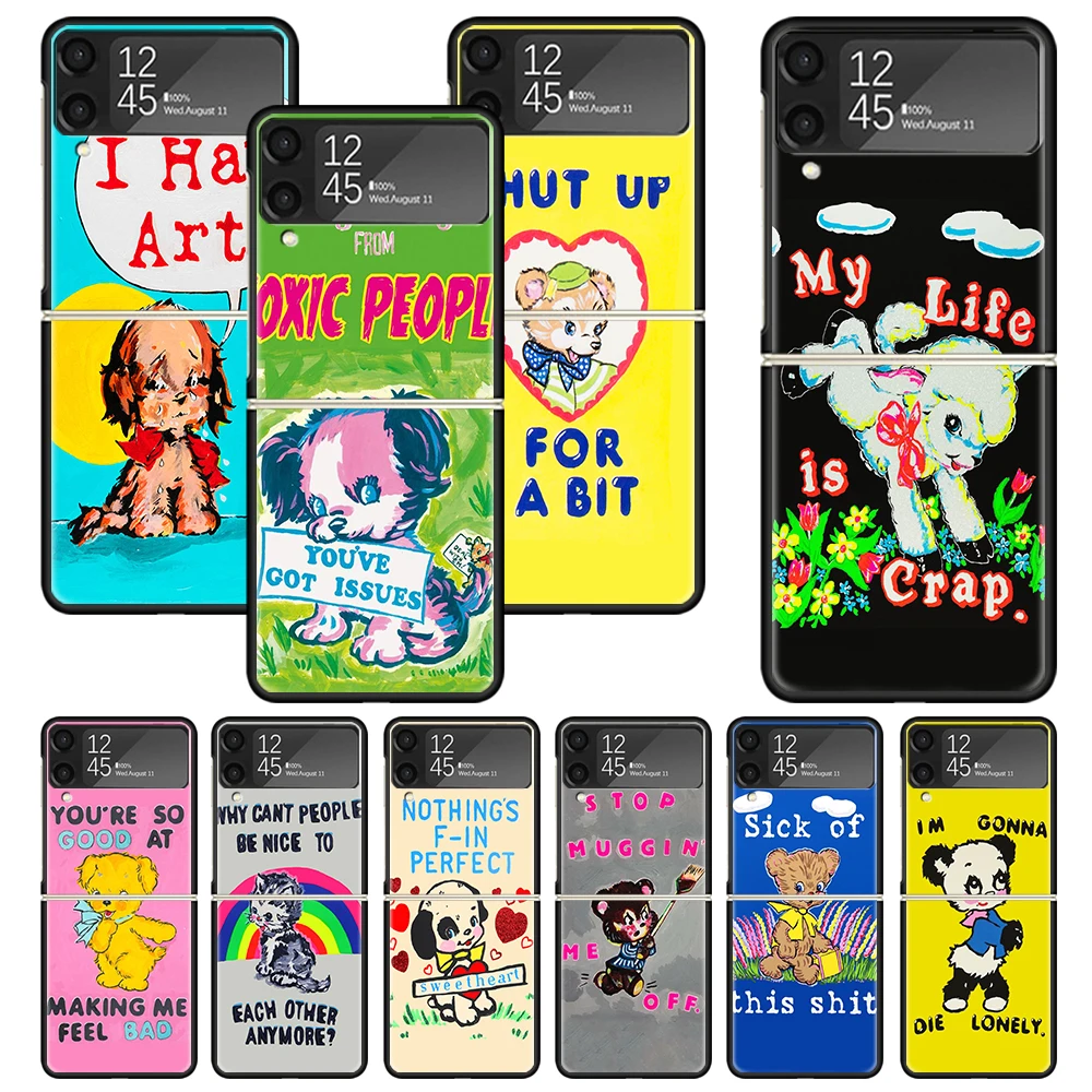 Regali Sheep Art Dog My Life Is Crap Zflip4 Zflip5 Custodia Per Telefono Per Samsung Z Flip3 Flip4 Flip5 5G Zflip 4 5 3 Cover Cellulare Shel