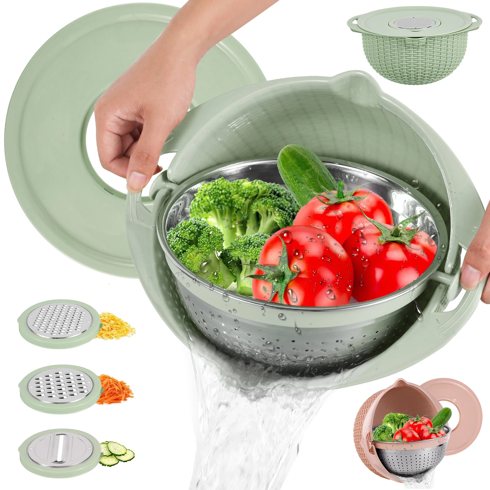 Rice-Sieve-Plastic-Colander-Kitchen-Drain-Basket-Vegetables-Fruits ...