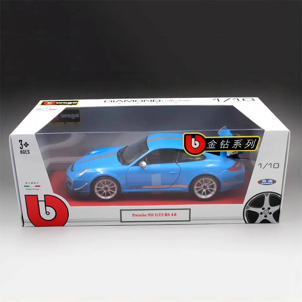 新在庫 Bburago 1:18 ポルシェ 911 Gt3 Rs 4.0 合金ミニチュアポルシェ