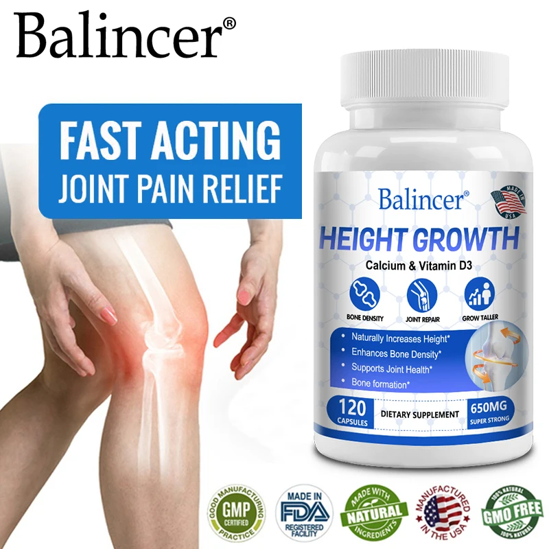 

Height Boosting Supplement - Helps with bone density, bone growth and calcium absorption, supports immune health