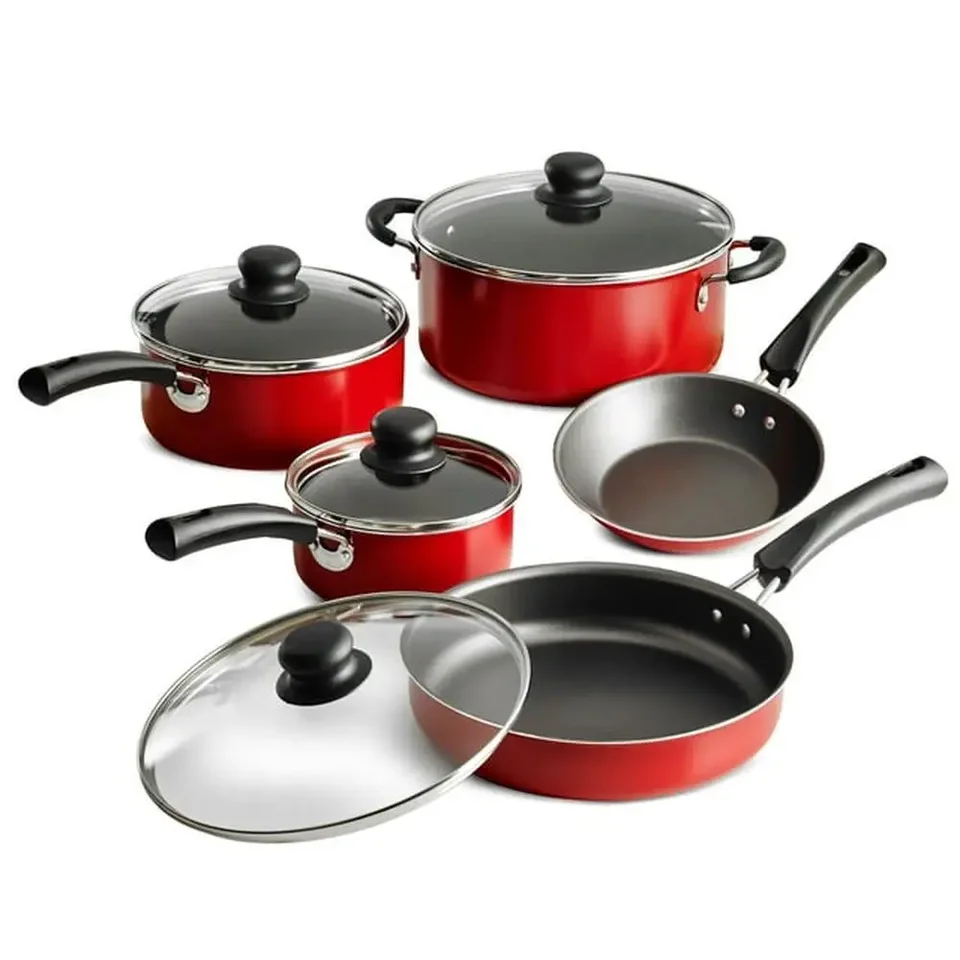 Tramontina Red Nonstick Aluminum Cookware Set 9 Piece