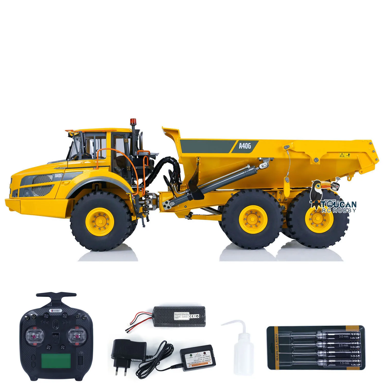 RTR 1/16 A40G RC Hydraulic Articulated Truck Light Sound Double E Toy Metal Radio Control Dumper Truck Car Tipper Gift TH23143 2