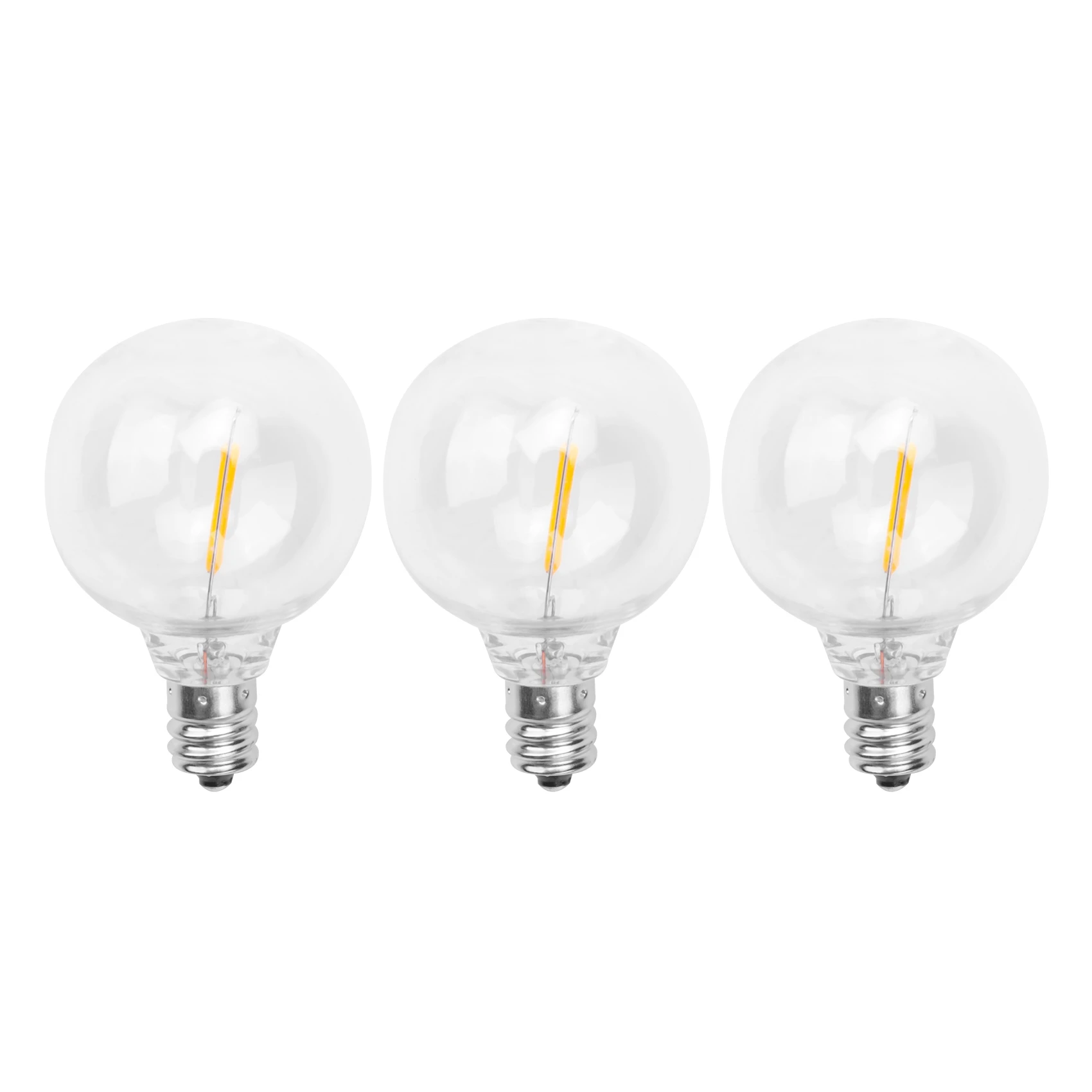 

3Pcs G40 Led Replacement Light Bulbs, E12 Screw Base Shatterproof LED Globe Bulbs for Solar String Lights Warm White