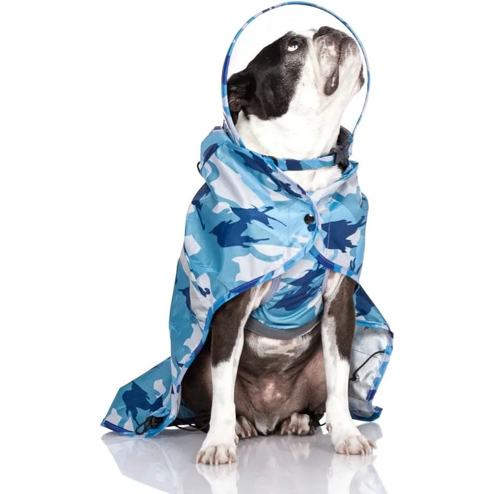 Waterproof Dog Rain Jacket Poncho with Leash Attachment