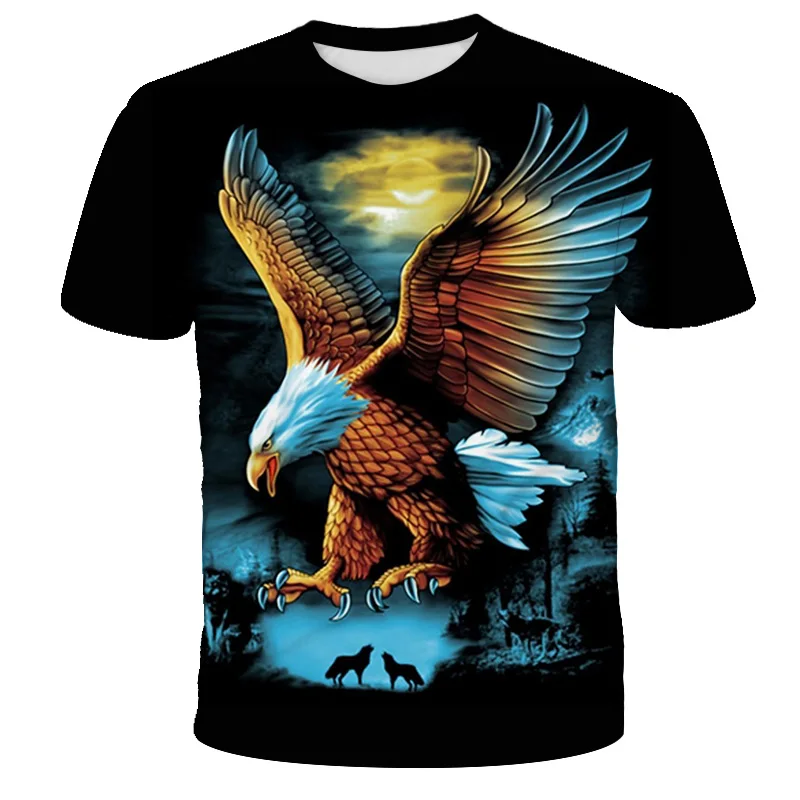 

2023 Eagle 3D Print Men's T-shirt Breathable Street Harajuku Streetwear Short Sleeve Men Women Hip Hop Casual Oversized Top