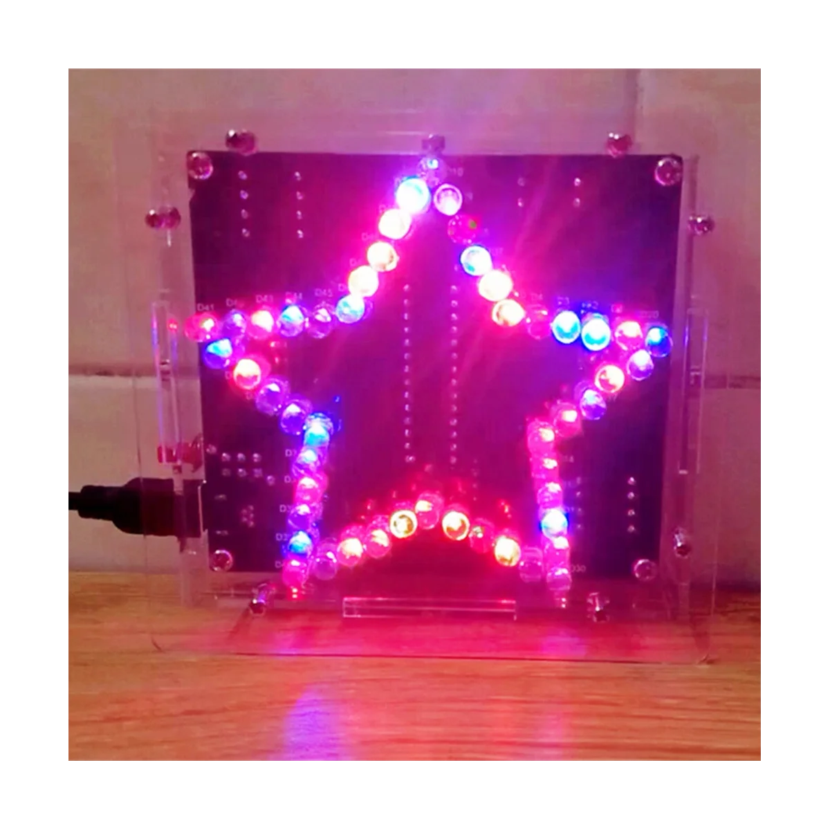DIY 전자 키트 납땜 스위트, 다채로운 뾰족한 별 LED 깜박이 마키 조명 회로 기판 키트, 쉘 포함