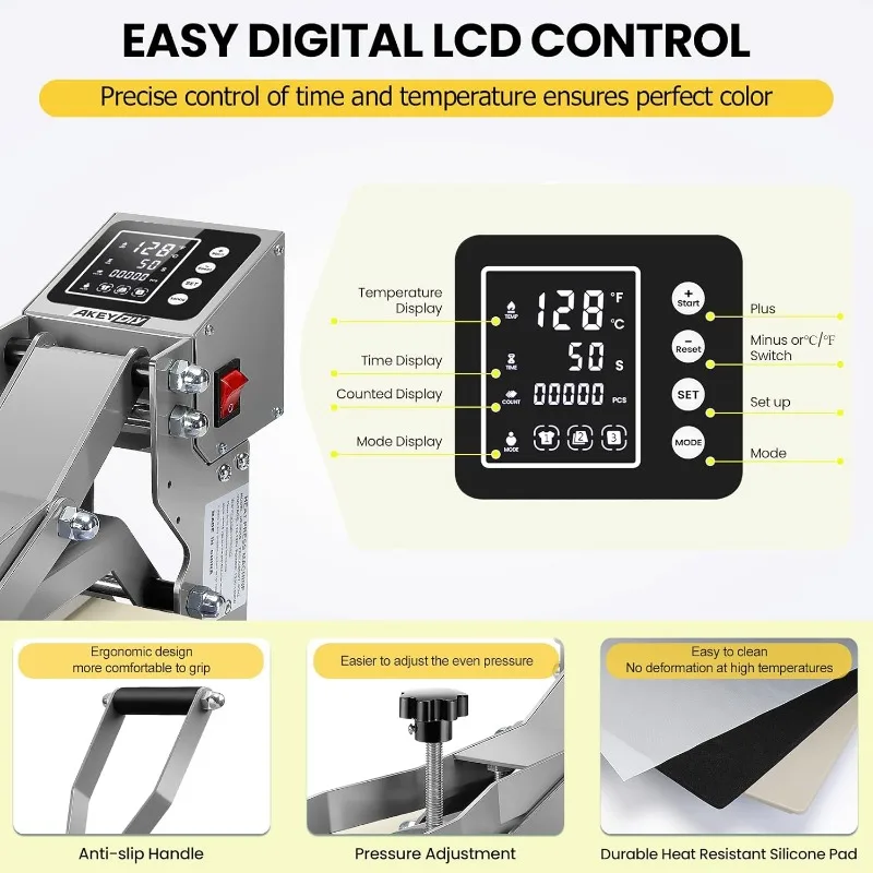 AKEYDIY,15x15 Slide Out Heat Press Machine T Shirts,Digital Clamshell Heat Transfer Machine Sublimation,Industrial Shirt Printer 3