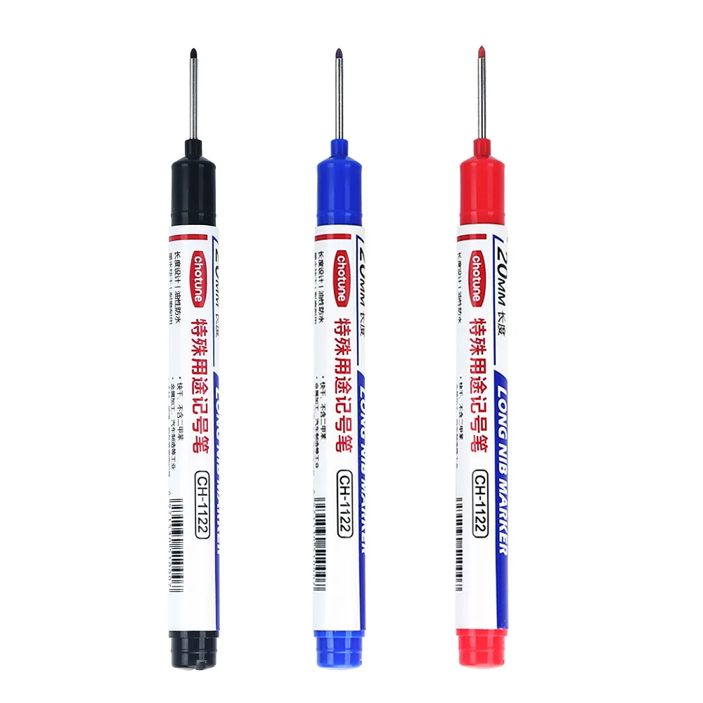 Marker Pens Permanent Markers Markers Pen Long Nib Markers 5Pcs/Set 20mm Deep Hole Long Nib Head Markers For Metal Perforating Pen Waterproof Bathroom Woodworking Decoration Multi-Purpose