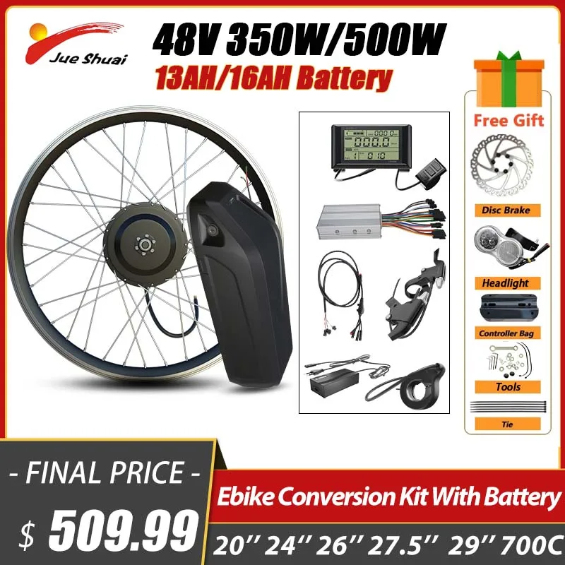 Kit De Conversion Vélo Électrique TBvechi 36V 350W - Roue Arrière 28 Pouces - Complet