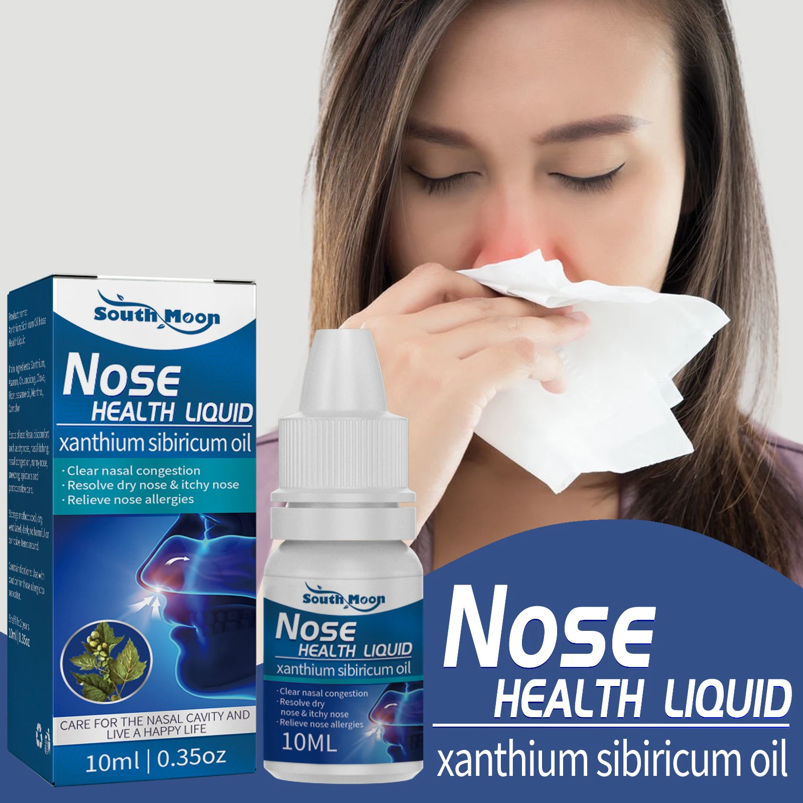 

Natural Herbal Nose Health Liquid Xanthium Sibiricum Oil Cure Relieve Sneeze Runny Allergies Itchy Nose 10ml