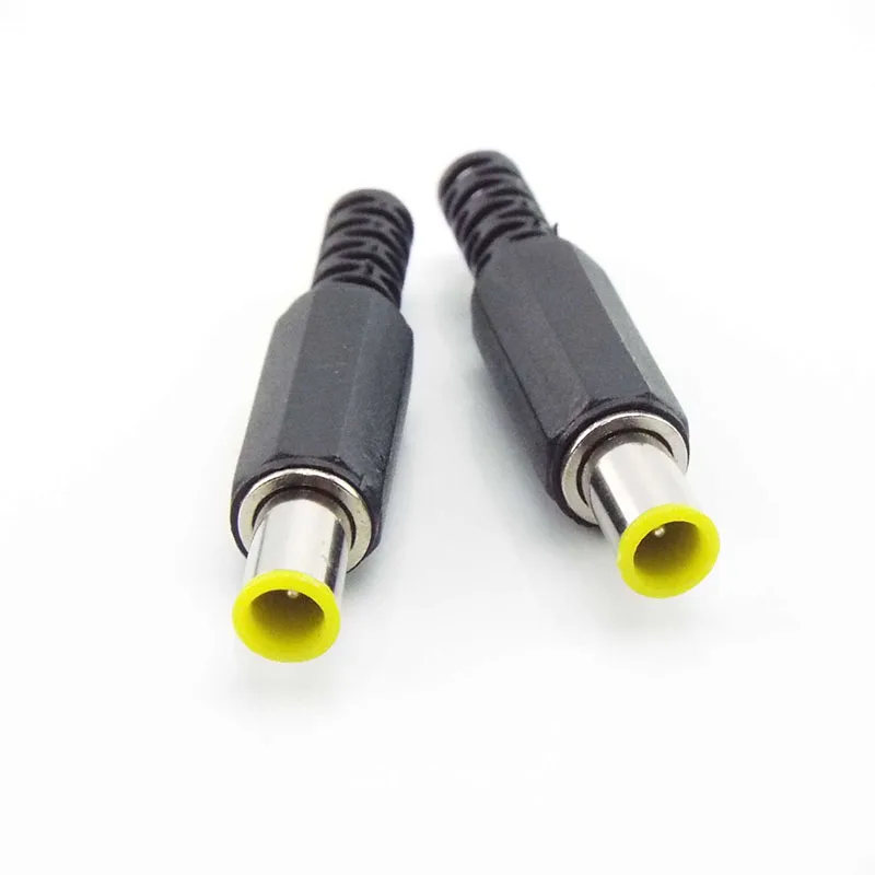 6.5mm x 4.4mm DC 남성 전원 커넥터 플러그 잭 어댑터 (1.3mm 핀 커넥터 포함) 노란색 헤드 6.5 4.4 남성 용접 오디오 DIY a1